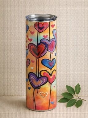 💖 Whimsical Heart‑Bloom Art Tumbler – 20oz Stainless Steel